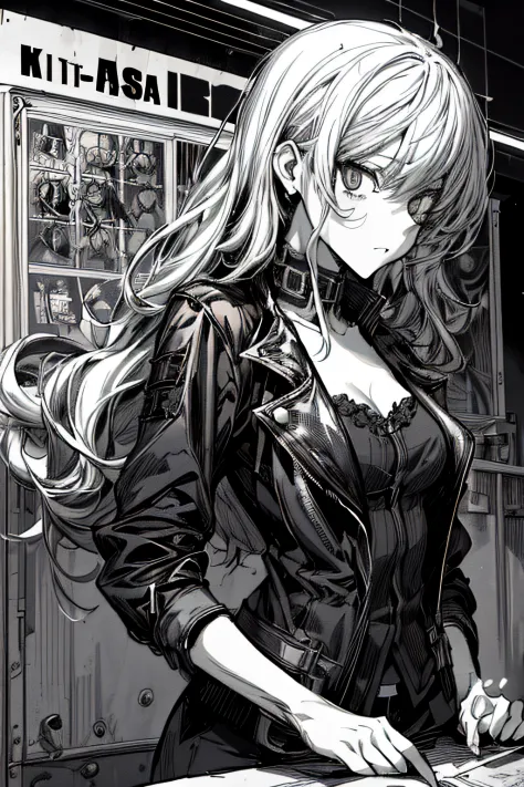 (Comic Noir Style),(linear art_Anime),(black-and-white_High contrast),(masutepiece, Best Quality, ),(Laura Bad Picture:1.2),(Lor...