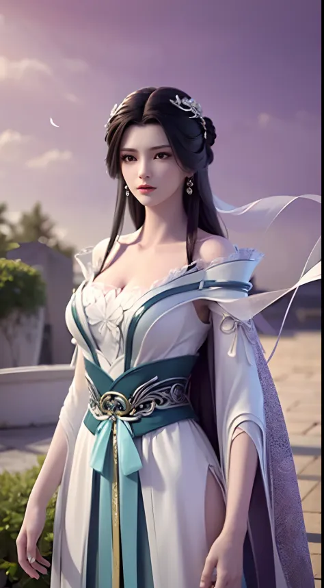 Solo, 1 Beautiful Female, Wuxia World, (1 Girl), (Full Body), (Xiuxian World), Chinese Immortal Wuxia, (Purple Cross-collared To...