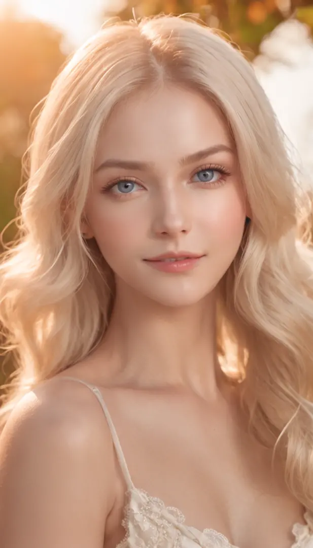 (((Russian girl in full growth, dressless, gorgeous light blonde hair, Cute humble smile))), (((evening lighting))), (((Sexy, A seductive angle))), ((( A highly detailed, Perfect eyes, realisti))) , island, Palma, blue skies, (( vector art )) , 32k --no ((...
