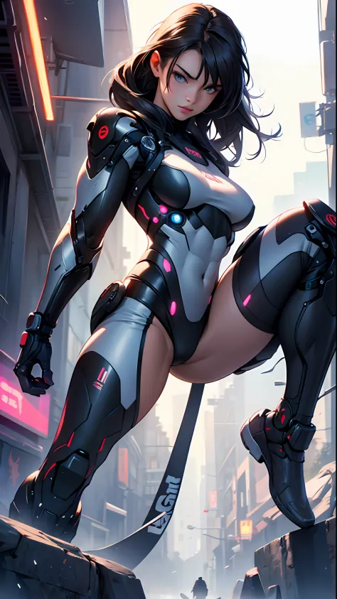 Beautiful cybernetic girl looking at the camera in underwear detailed muscles realistic masterpieces dynamic poses