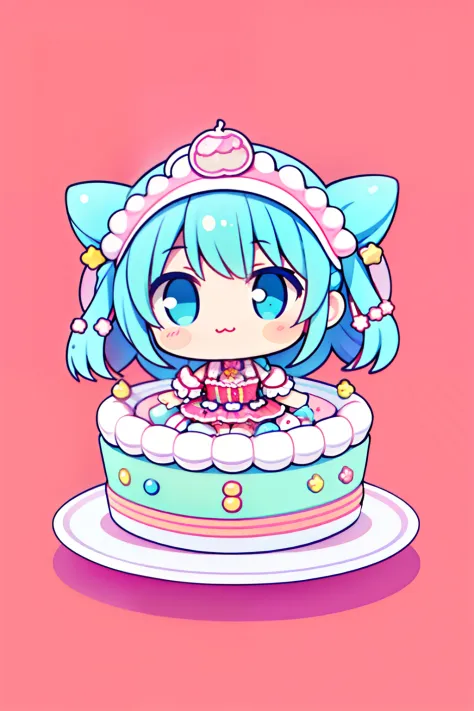 Cake Girl，Cake IP image design，Sweet，adolable，kawaii，Confectionery，Q version，Anime style，banya，Candy elements，Welcoming and gene...