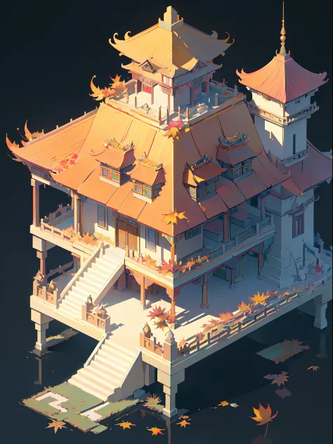 (isometric:1.5), (masterpiece, top quality, best quality, official art, beautiful and aesthetic:1.2),(16k, best quality, masterpiece:1.2),architecture, [:(black background:1.5):40],Simple background,east asian architecture, (simple background:1.5), scenery...