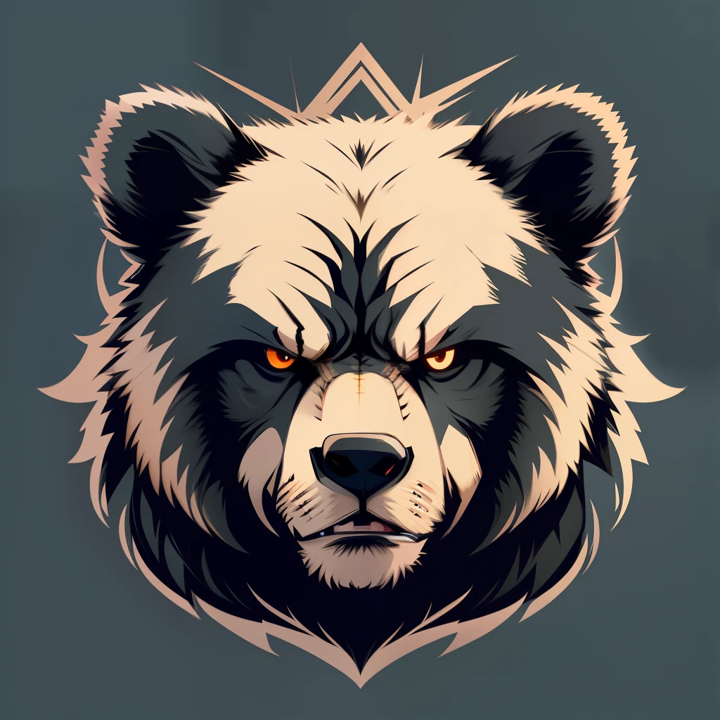 2D fierce bear head, vector illustration, angry eyes, football team ...