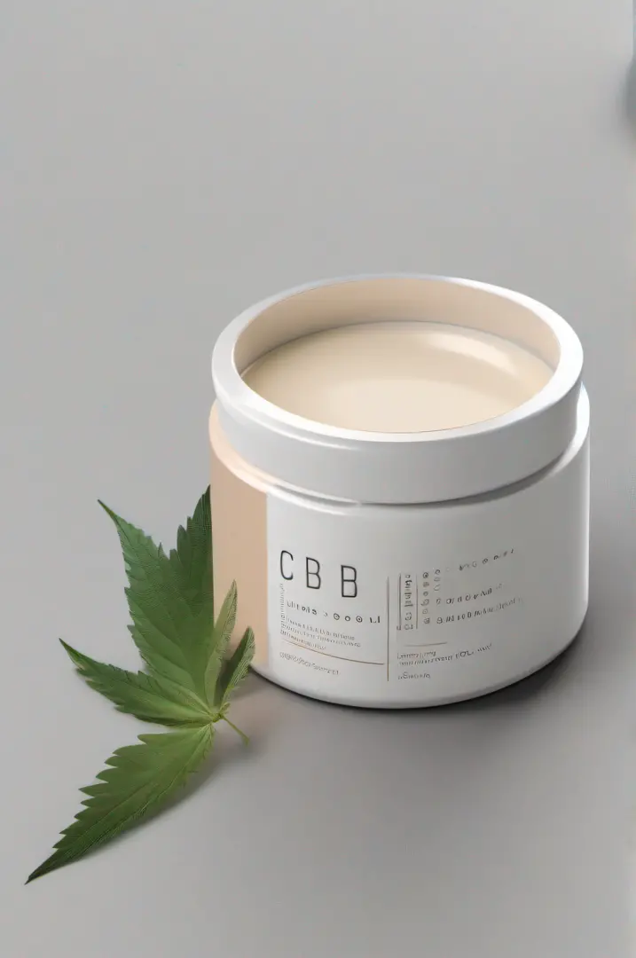 Design a modern and minimalistic mockup for a CBD cream jar. Embrace simplicity with clean lines, muted colors, and contemporary aesthetics. Showcase the soothing qualities of the cream through visuals that evoke a sense of calm and wellness. Create an atm...