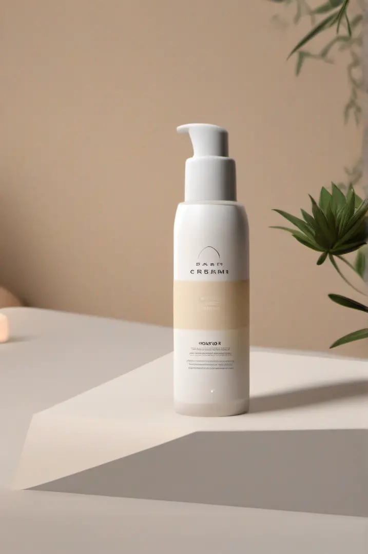 Craft a modern and minimalistic mockup design for a CBD cream product. Embrace simplicity in the design, focusing on clean lines, subdued color palettes, and contemporary aesthetics. Highlight the product's soothing and wellness attributes through visuals ...