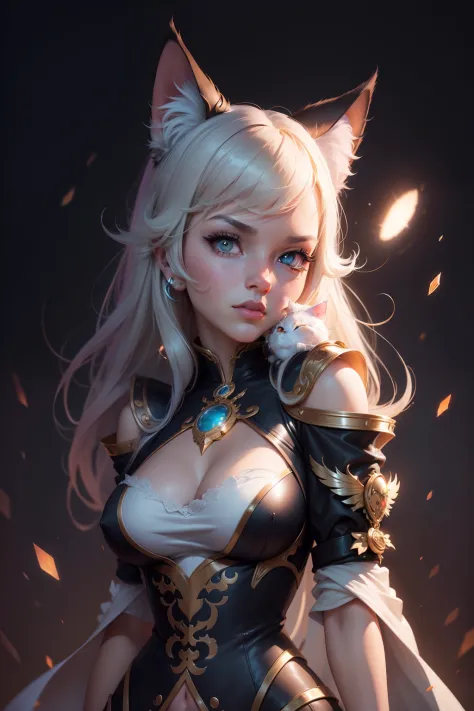 There are many cats, which stand on the shoulders of a woman, beeple and jeremiah ketner, cute detailed digital art, detailed digital anime art, 8k high quality detailed art, artgerm julie bell beeple, highly detailed 4k digital art, furry fantasy art, ani...
