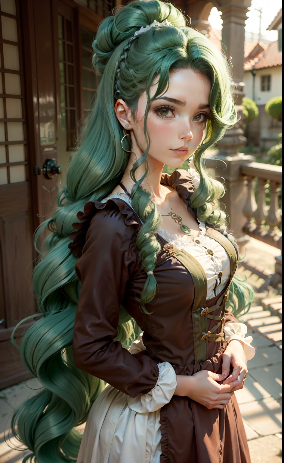 green hair girl, using leather