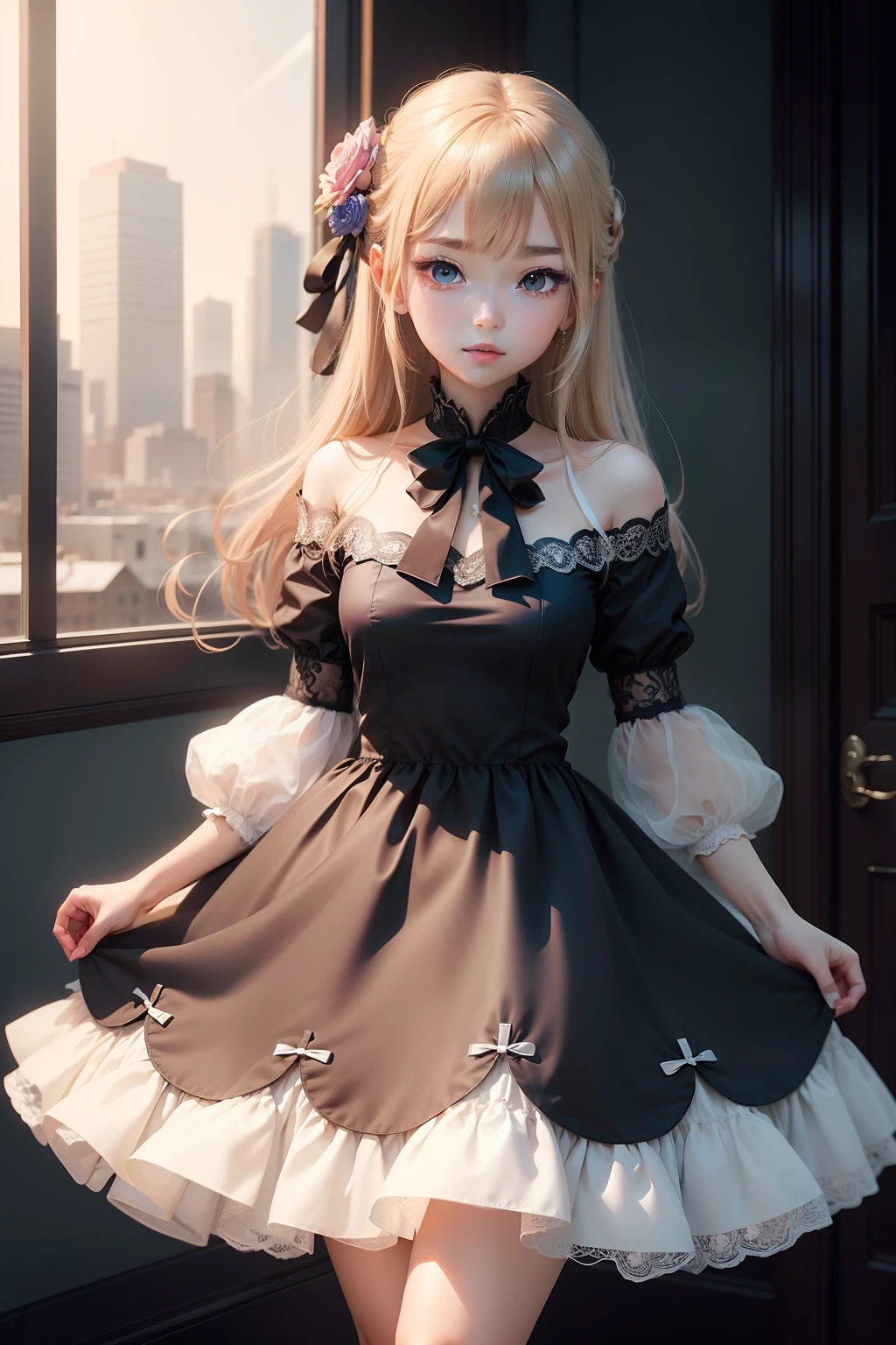 Anime girl wearing elegant dress，The image quality is clear and superb。