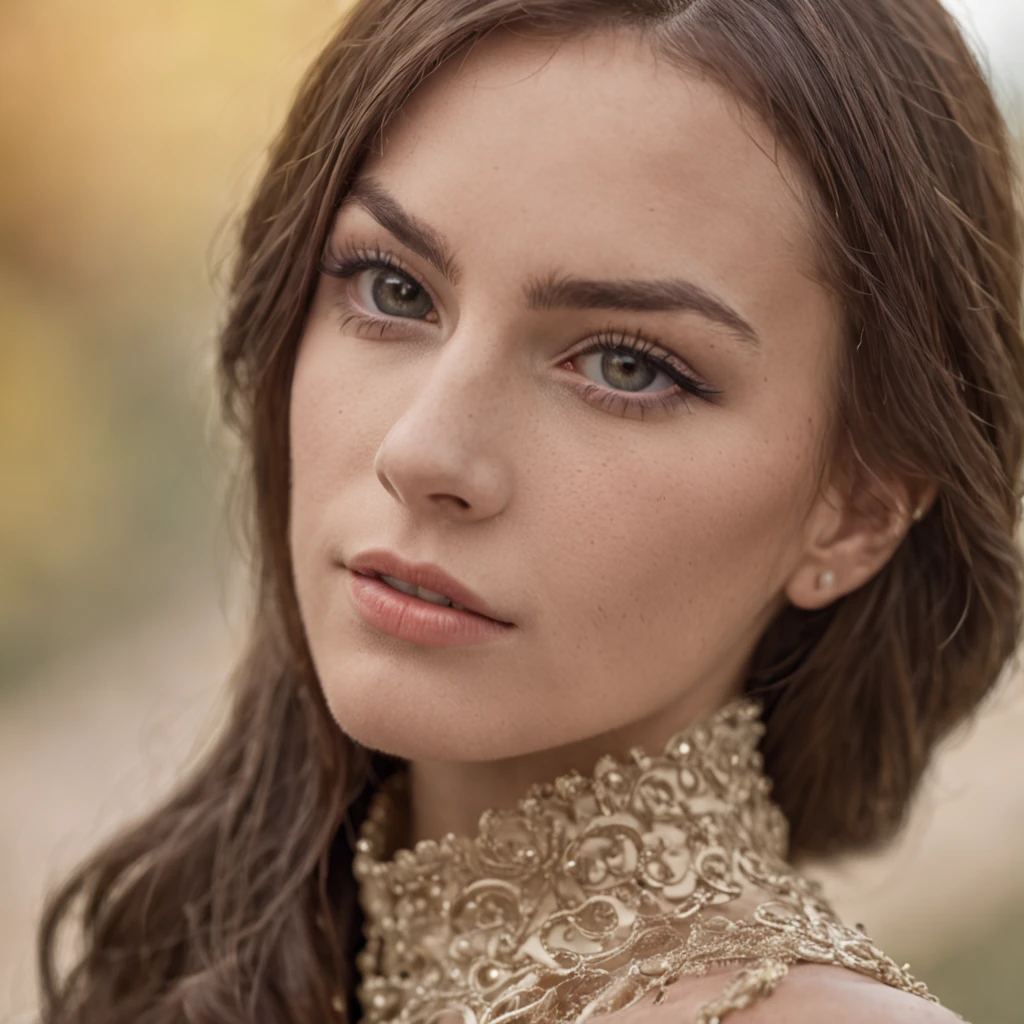 A close up of a woman with a necklace on her neck - SeaArt AI