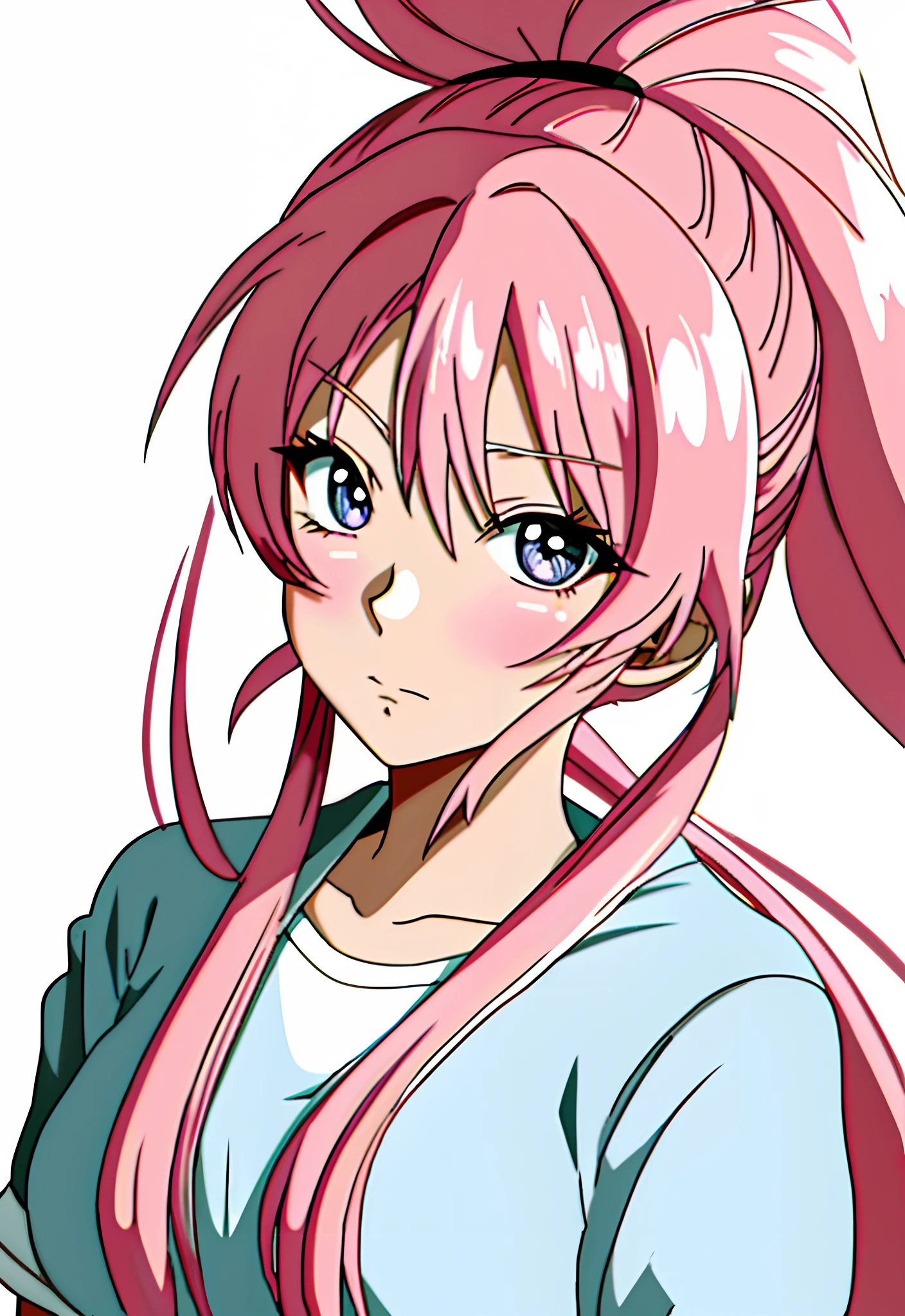 Draw a girl with a ponytail and big eyes, clean anime outlines, anime style drawing, in an anime style, extremely cute anime girl face, flat anime style shading, Anime moe art style, anime shading), Cute natural anime face, semirealistic anime style, cute anime face, anime shading, In anime style, clean and meticulous anime style, Detailed anime soft face