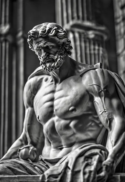 Muscular Philosopher Man Greek Statue, ultra detailed, breaking statues ...