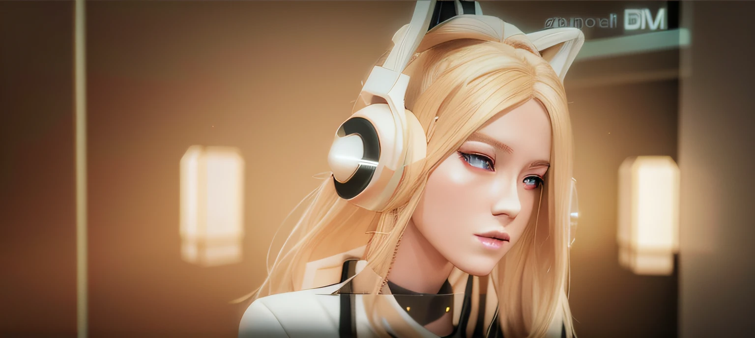 Chica rubia con auriculares y orejas brillantes, estilo animado. 8K, Obra de arte estilo Guviz, Estilo anime realista 3D., estilo de arte realista, estilo artístico anime realista, estilo de anime4 K, kda, tendencia en cgstation, arte digital estilo anime, Guviz, arte animado digital, anime 3d realista, anime estilo 3d