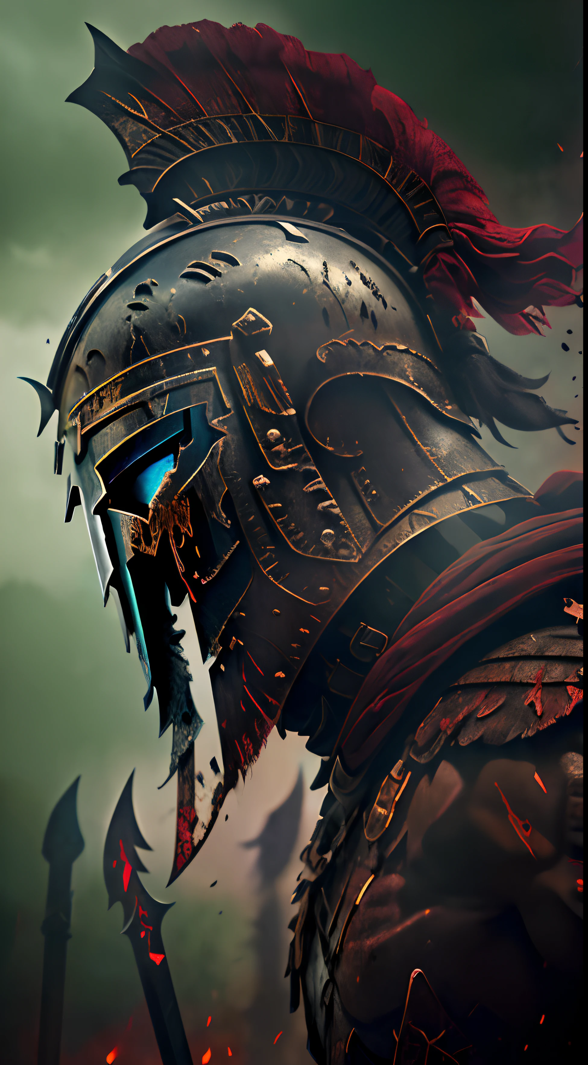 (Ultra resolution 8K) Medieval epic Spartan warrior The Spartan's face