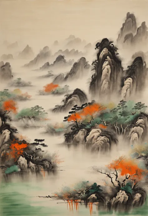 Chinese Masterpieces、ink wash style、A map of thousands of miles of rivers and mountains、（（Ink Chinese painting：1））、China-style、