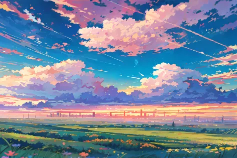 Anime, Manga Landscape at Dusk. 4K Moody, Lofi, Abstract Background. Sad  Beautiful Artwork with Pink Clouds and Fields. Stock Illustration -  Illustration of anime, window: 253207652