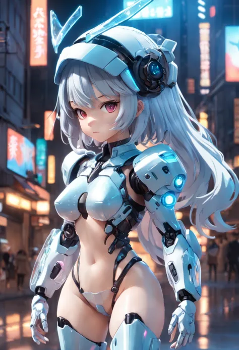 (blind box toy style:1.2),(Full body photo), Transparent and cute girl, Transparent Mecha, Exquisite helmet:1.2, Phosphorescent goggles:1.2, cyber punk style, dreamy lights, freshen, White draft, Global Illumination, Aite Tracking, High-density image revie...