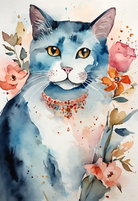 Cats, Main color: Black, Secondary color: cyan, soft pink background, Artistic, Sophisticated, Warm style, Shapes include abstract cats, Playful form, Elegant work, Textures include fur textures, Smooth paint, Fabric texture, Lines contain beautiful lines,...