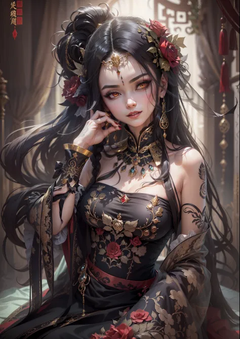 ((masterpiece, gothic sudectress detailed)), (dramatic), illustrations, solo, (original), (very detailed wallpaper), photographi...