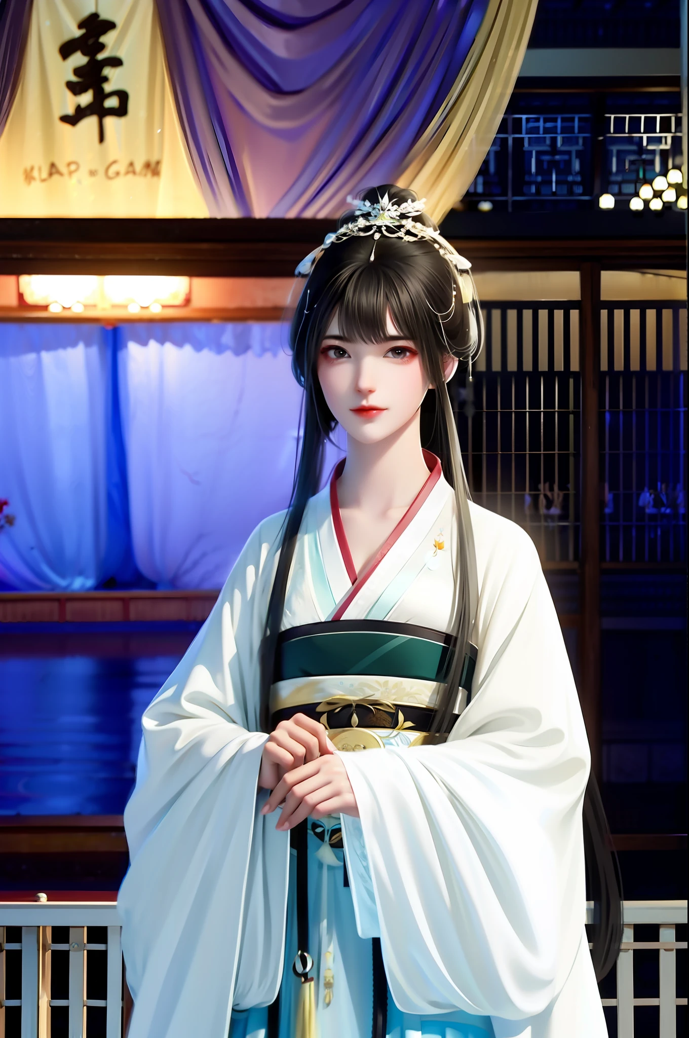 usando un hanfu，La mujer que vuela con la espada.，mirada heroica