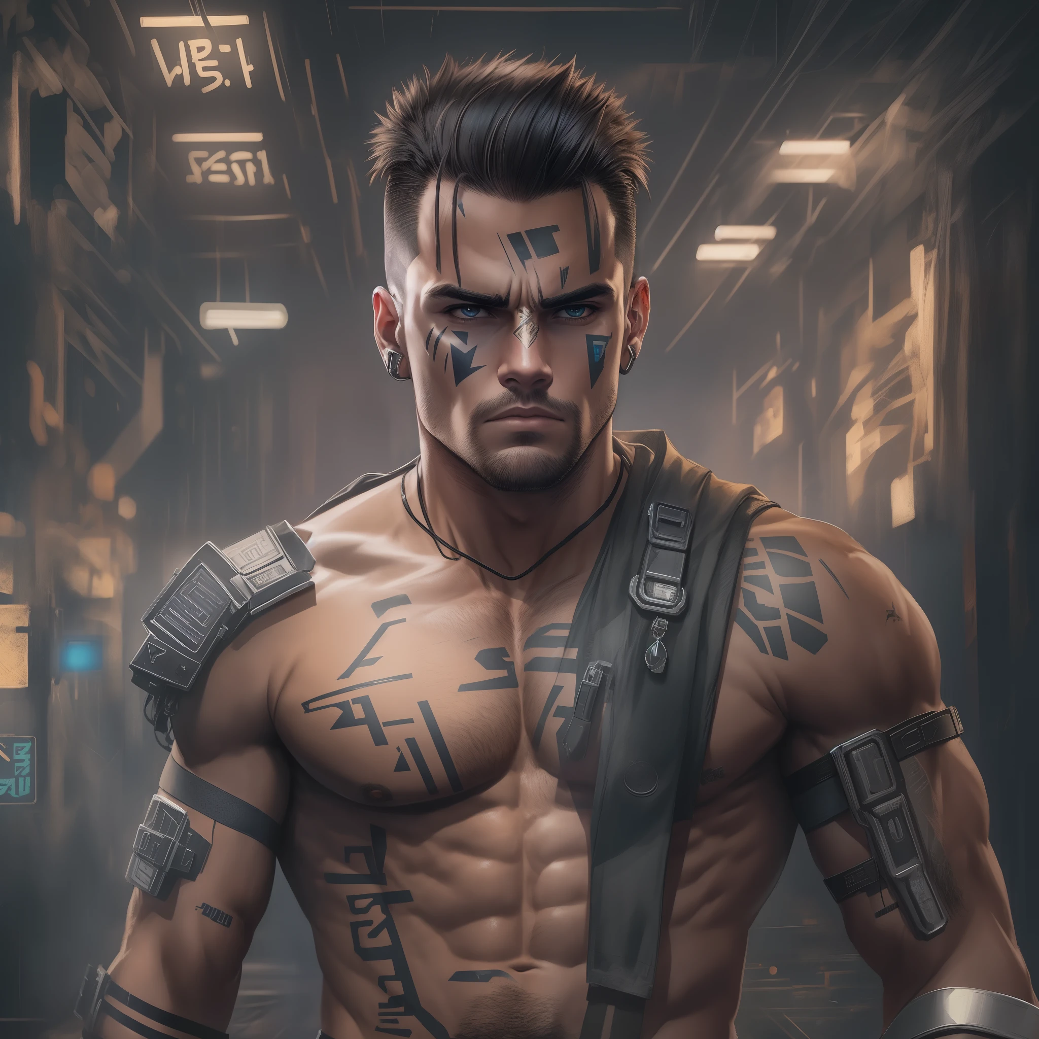 A young man, Masterpiece, Best Quality, Bolsonaro, In a cyberpunk ...