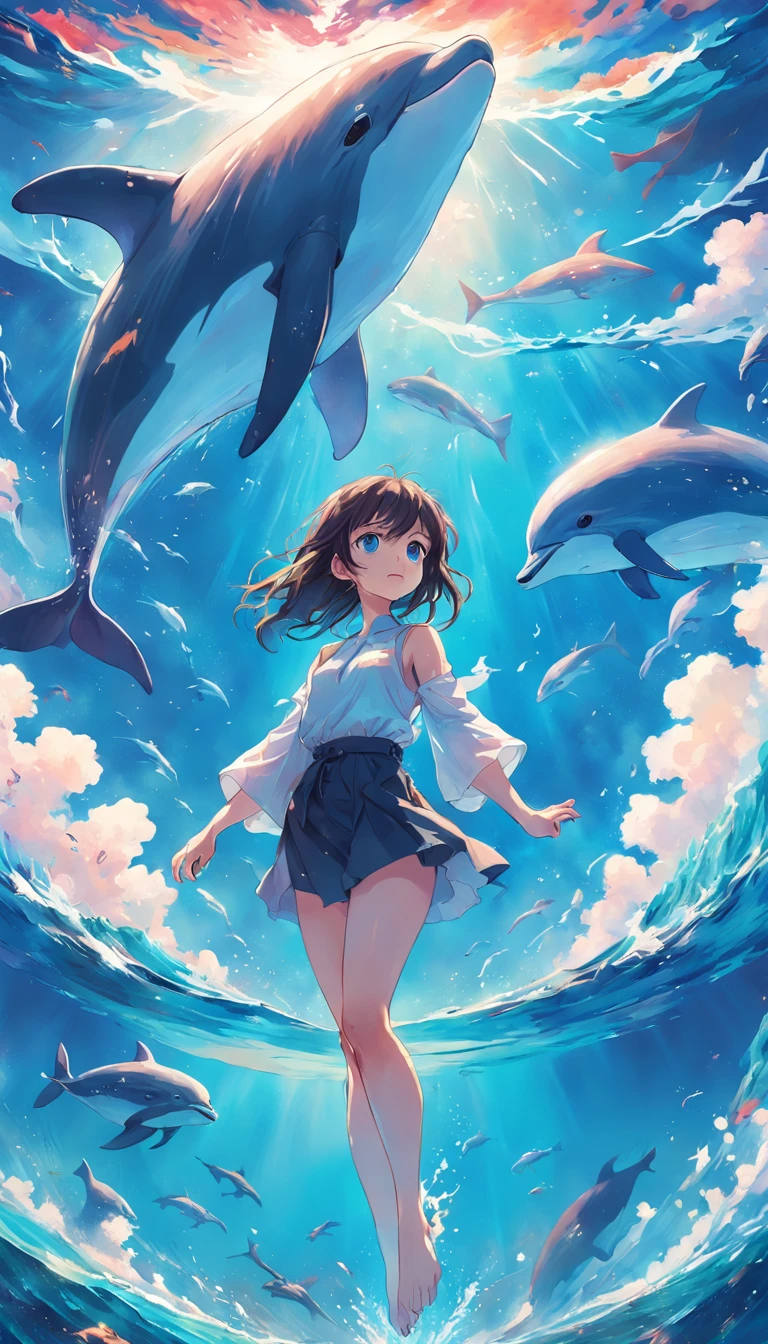 Leaping Dolphins - anime, 2 - AI Generated Artwork - NightCafe Creator