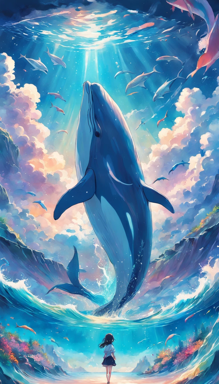 Premium AI Image | anime holding shark and dolphin