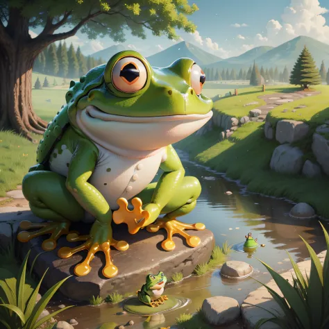 Ultra realistic frog sitting at a pond - SeaArt AI