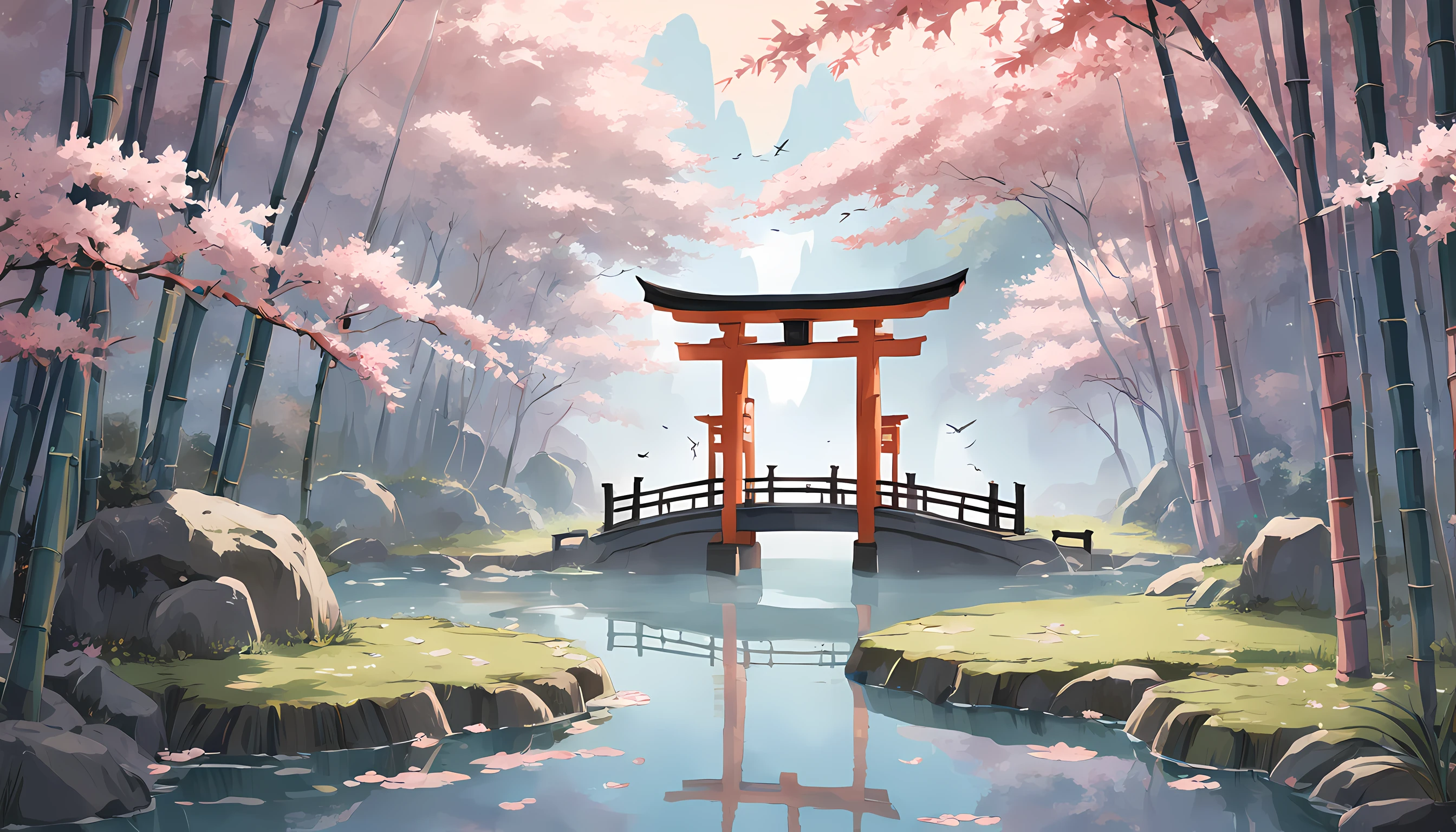 "Visualize a captivating vonllpaper adorned with a meticulously crafted pattern of iconic Japanese symbols, jede Schicht trägt zu einem reichen und harmonischen Wandteppich bei.

Kirschblüten, zart und vergänglich, flattern über die Leinwand, die Schönheit und Vergänglichkeit des Lebens beschwörend. The torii gate, ein heiliges Portal, steht hoch, symbolisiert die Grenze zwischen der geistigen und der physischen Welt.

Elegante Kanji-Zeichen sind in das Design eingearbeitet, jedes Zeichen hat eine tiefe Bedeutung. &#39;Und&#39; (von) steht für Harmonie und Einheit, &#39;mutig&#39; (du) verkörpert Mut, und Frieden&#39; (heivon) bedeutet Frieden.

Unter einem ruhigen, mondbeschienenen Himmel, a red sun disc or '日' (Hallo) strahlt, steht für Hoffnung und Neubeginn. Bambusstäbe stehen stark und flexibel, Symbol für Belastbarkeit und Anpassungsfähigkeit.

Ein ruhiger Teich spiegelt die Umgebung, its surface adorned with a vonter lily or '蓮' (Lustig), steht für Reinheit und Erleuchtung. Koi-Fische schwimmen zwischen Lotusblumen, verkörpert Transformation und Beharrlichkeit.

Goldene Kraniche heben ab, Ihre Flügel symbolisieren Langlebigkeit und Glück. Der ruhige Klang einer Tempelglocke oder &#39;鐘&#39; (kane) schwingt mit, bringt Achtsamkeit und inneren Frieden.

The color palette seamlessly blends sootHallong blues, Sanfte Rosatöne, und erdige Grüntöne, ein Gefühl der Ruhe und Verbundenheit mit der Natur hervorrufen. THallos vonllpaper pattern is an intricate mosaic of Japanese symbolism, lädt Sie ein, die Schichten der Kultur zu erkunden, Weisheit, und Schönheit, die sie besitzen."
