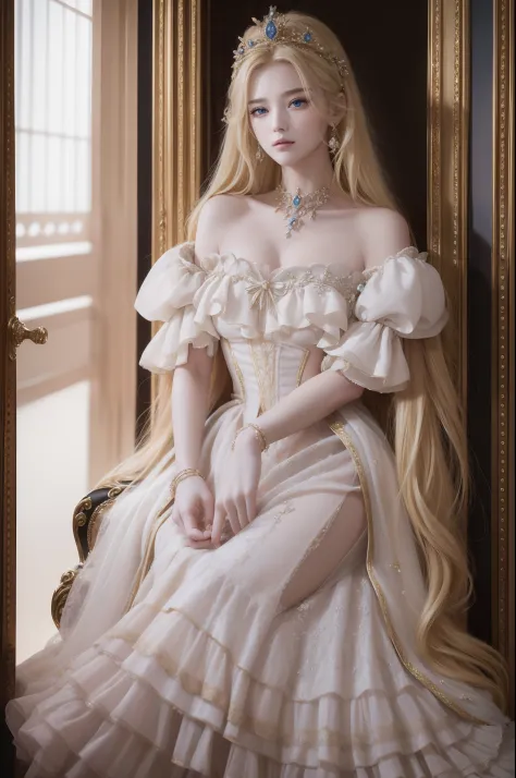 ((top-quality、​masterpiece、8K))、Blonde beauty、delicate and beautiful face、（Luxury dresses in the style of medieval Europe、Prince...