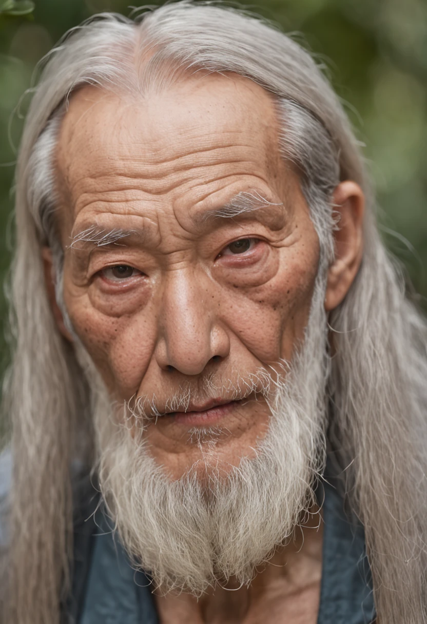 人像攝影,  噁心的眼睛, 中長度金色捲髮, 80歲老人，長鬍子，亞洲形象，滿臉都是皺紋，薄的，夏季外景，看看觀眾，全身照片，遠景，自然柔和的光線，真實感，高畫質攝影, 刮得乾乾淨淨, 友善的表達, 燦爛的笑容, Medieval 幻想 beautiful civilian costumes, In the medieval 幻想 city, 尼康D850和尼康AF-S尼克爾70-200mm f巧妙捕捉色彩/2.8E FL ED VR鏡頭, 彼得傑克森, 幻想, 歷史的