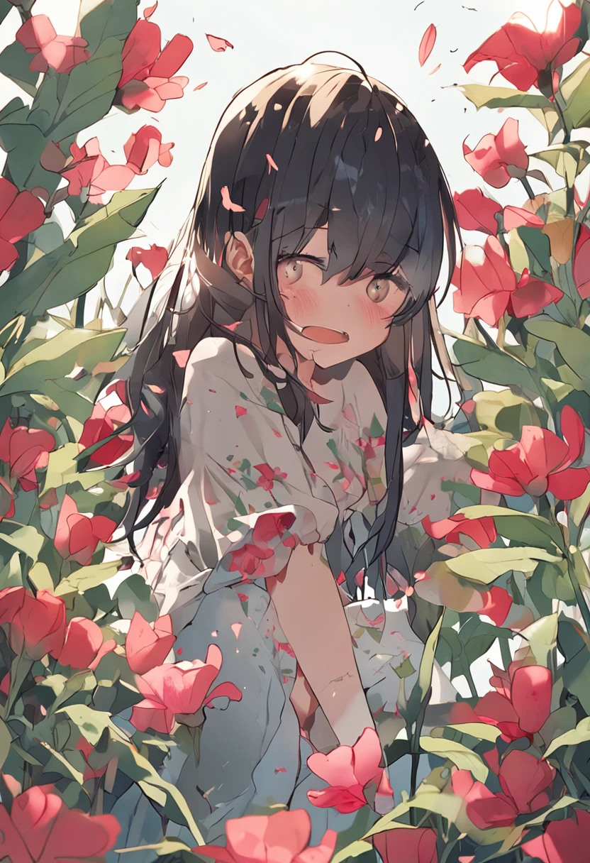 Anime girl in a field of flowers - SeaArt AI