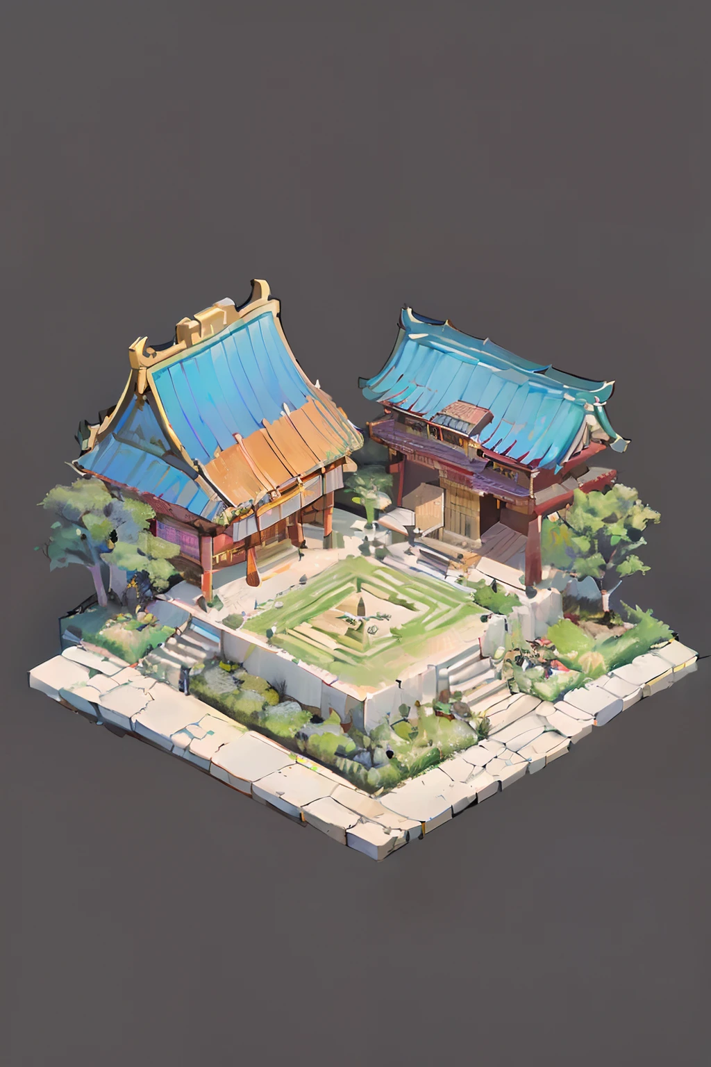 [:(black background:1.5):40],(isometric:1.5), (masterpiece, top quality, best quality, official art, beautiful and aesthetic:1.2),(16k, best quality, masterpiece:1.2),architecture,  east asian architecture, (simple background:1.5), scenery, no humans, stairs, building, wall, doorstep buildings, stairs, Chinese architecture,(dark night:1.5)