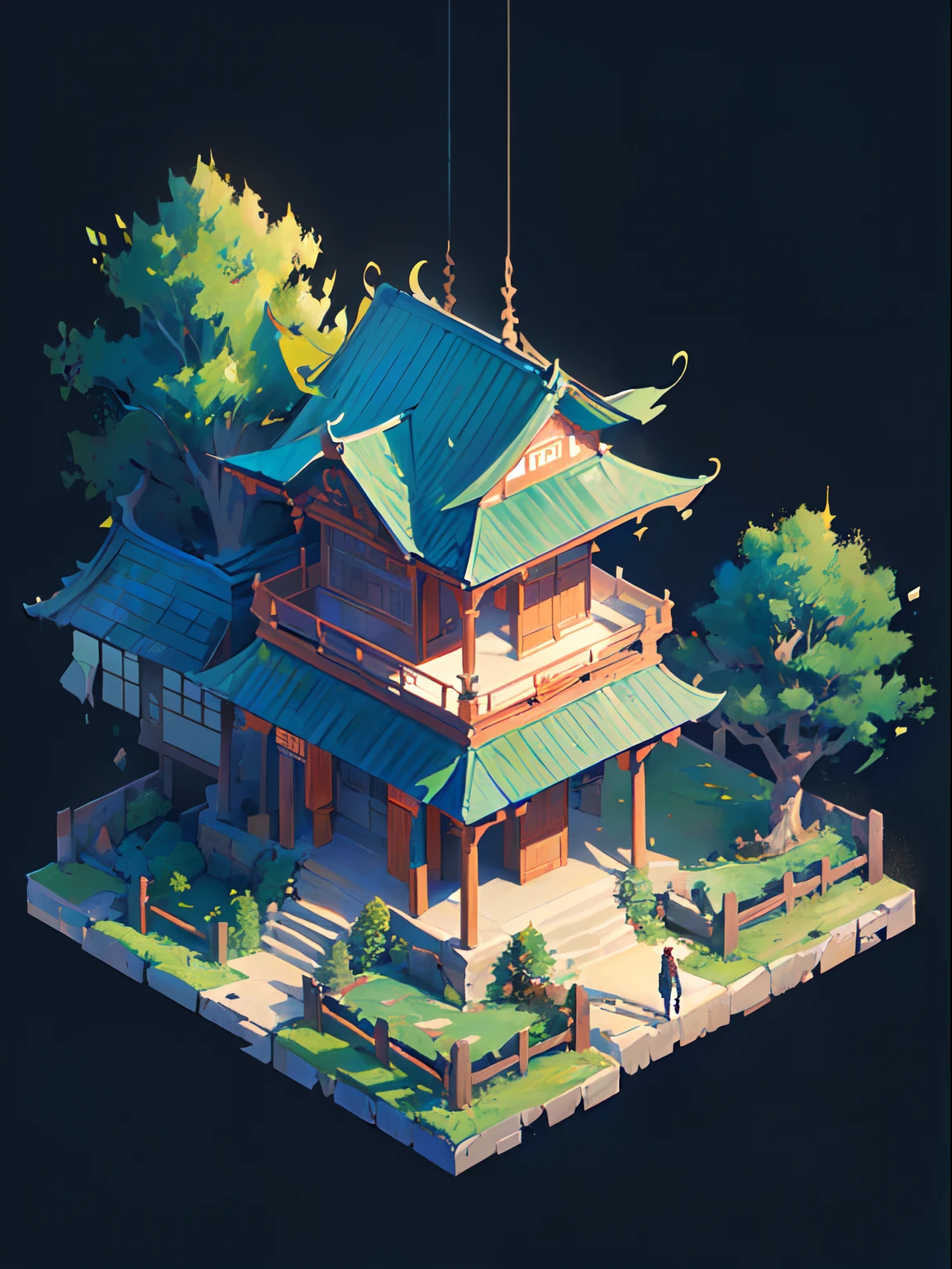 (isometry:1.5), (Masterpiece, Top quality, Best quality, offcial art, Beautiful and aesthetic:1.2),(16k, Best quality, Masterpiece:1.2),architecture, [:(Black background:1.5):40],Simple background,east asian architecture, (Simple background:1.5), scenery, No Man, stairways, Building, wall, Doorway building, stairways, Chinese architecture,(Another world:1.5),(Torn:1.5)