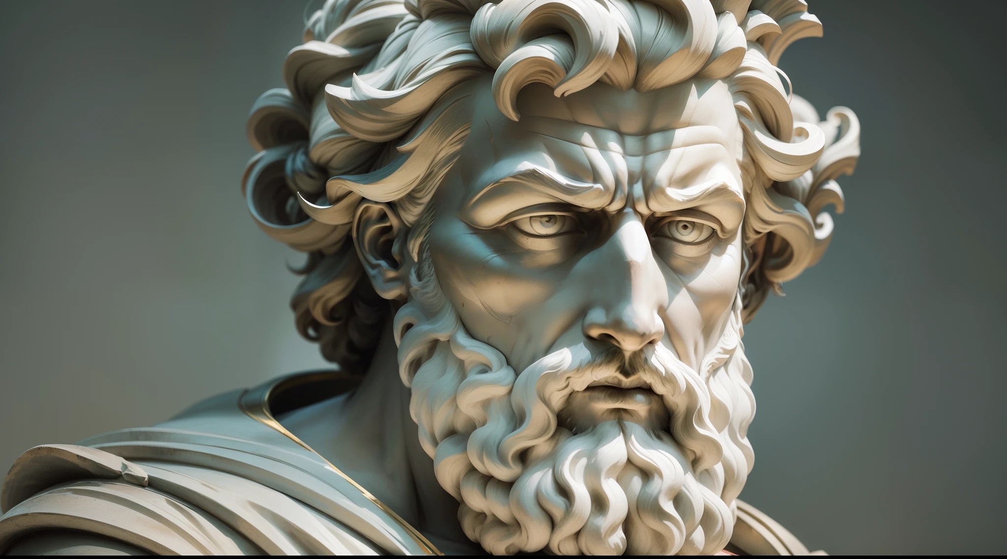 a close up of a statue of a man with a beard, stoic face, stoicism, godlike and stoic, stoic, stoic facial expression, realistic 8k bernini sculpture, stoic attitude, roman face, stoic and calm, roman emperor, stoic pose, roman sculpture, greco roman statue, sus guy, classicism