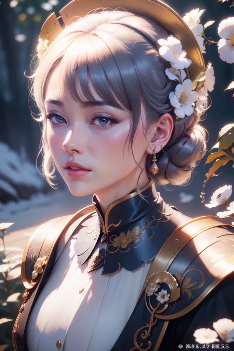 Digital portrait of a noble Japanese woman with short hair, Beautiful face, Intricate, Cinematic, realistic epic, Unreal Engine ...