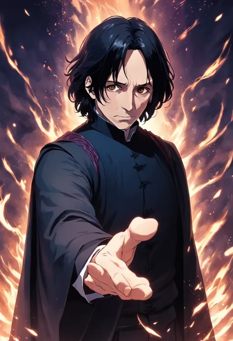 Severus snape, 40 years old man, black hair, book - SeaArt AI