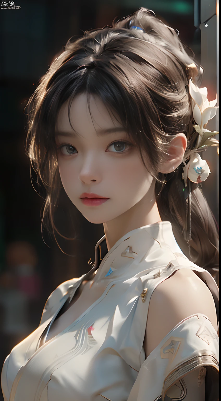 ((Best quality)), ((masterpiece)), (detailed:1.4), 3D, an image of a beautiful cyberpunk female,HDR (High Dynamic Range),Ray Tracing,NVIDIA RTX,Super-Resolution,Unreal 5,Subsurface scattering,PBR Texturing,Post-processing,Anisotropic Filtering,Depth-of-field,Maximum clarity and sharpness,Multi-layered textures,Albedo and Specular maps,Surface shading,Accurate simulation of light-material interaction,Perfect proportions,Octane Render,Two-tone lighting,Wide aperture,Low ISO,White balance,Rule of thirds,8K RAW,