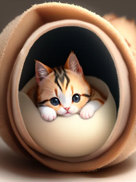 Cute baby cat break the egg abdcome out from it clear background