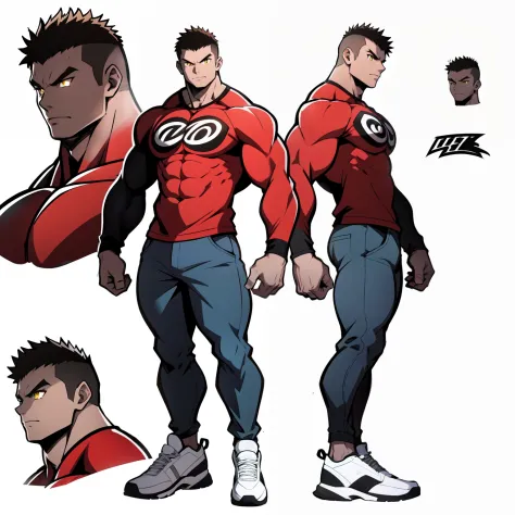 Anime style art)), Extremely muscular masculine character