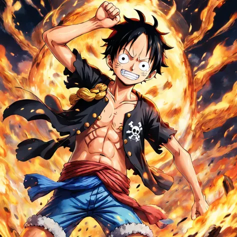 Crie uma arte de um personagem masculino de One Piece com cabelos ...