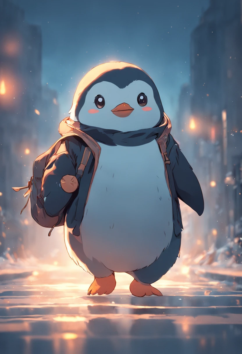 photoRealstic、Drawing of a cute ((chonky penguin 🐧)) going for ...