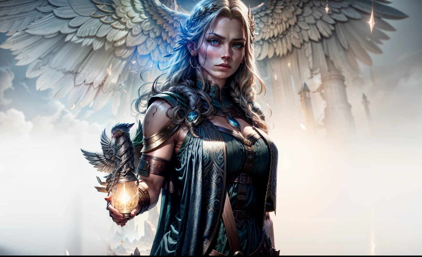 Asgard，valkyrie，Lady Knight，richtige Anatomie，epische Fantasie digitale Kunst，Meisterstück，8k，High-Definition-Auflösung，detaillierte Zeichnung，Qualität überragend，, Epische Komposition, muskulöser Körper