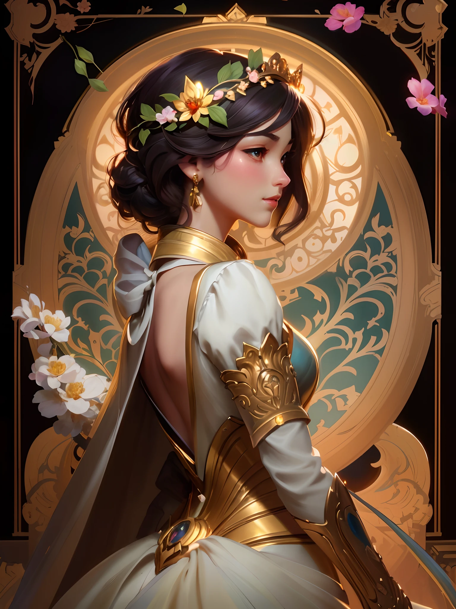 arafed image of a woman in a dress and a crown, beautiful character painting, by Oliver Sin, style of artgerm, artwork in the style of guweiz, alphonse mucha and rossdraws, extremely detailed artgerm, style artgerm, artgerm. anime illustration, artgerm and atey ghailan