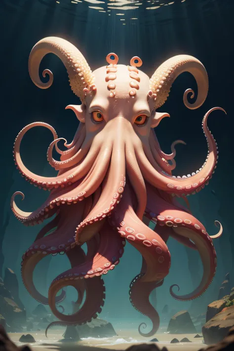 An octopus with horns on its head