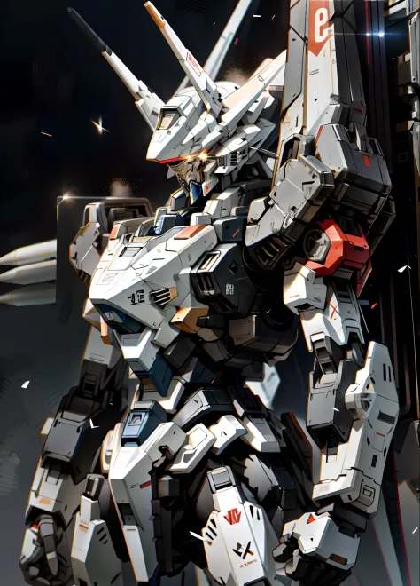 Mobile Suit，Black and white color scheme，sci-fy，Missile launcher，Service，disarray，black in color