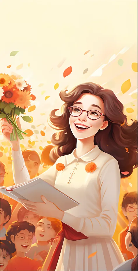 there was a woman holding a bouquet of flowers and a book, a beautiful artwork illustration, beautiful digital illustration, art...