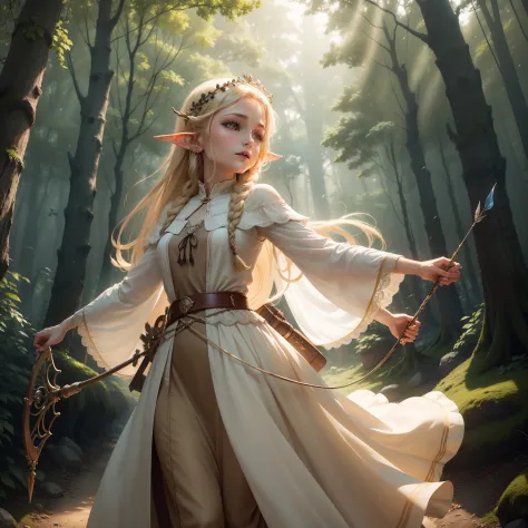 Una Mujer Elfa Con Un Vestido Morado Y Una Espada Entra En El Bosque  Brumoso. Fotos, retratos, imágenes y fotografía de archivo libres de  derecho. Image 197023622