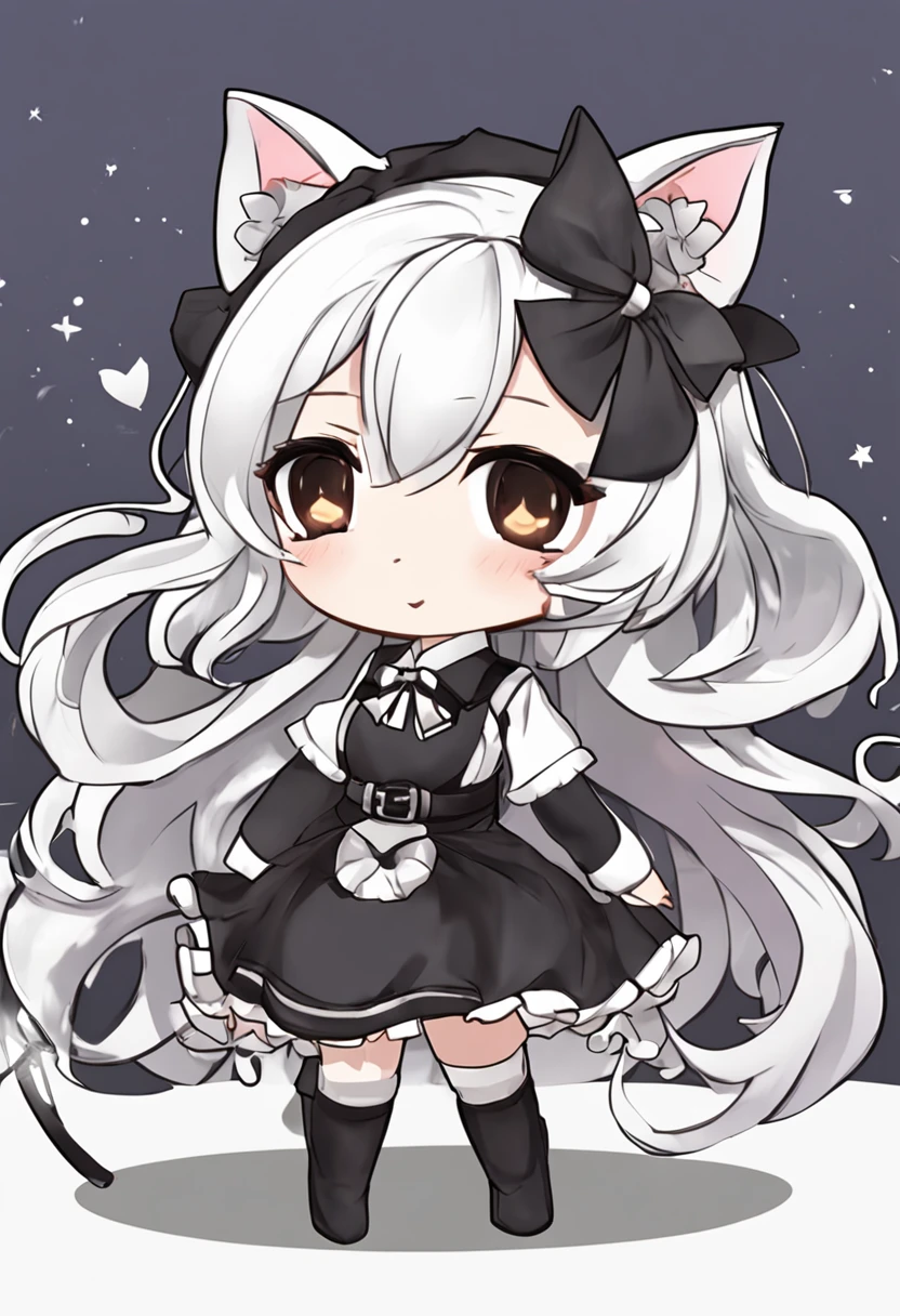 Una chica anime de dibujos animados con cabello largo y blanco y vestido  blanco y negro - SeaArt AI