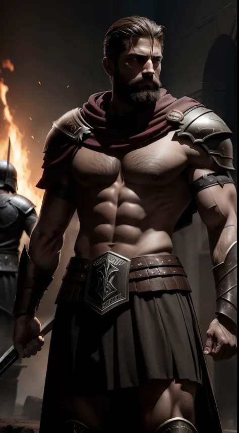 bad ass king leonidas of spartan, epic, dark backgound, realistic, 8k