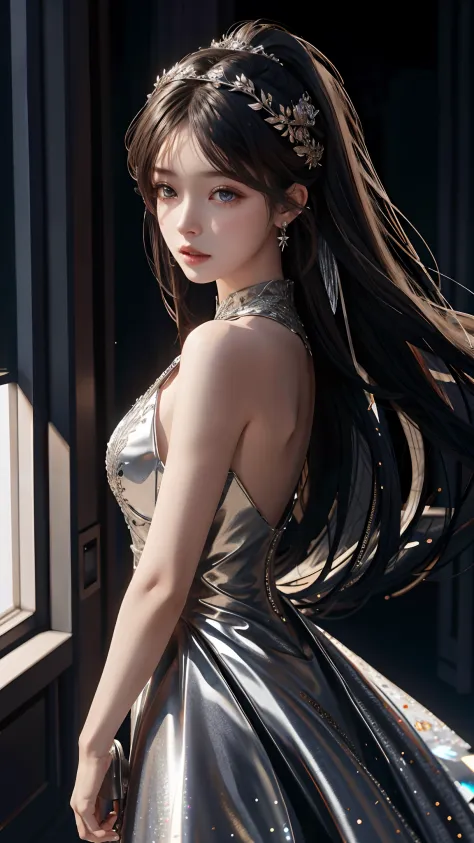 Ultra hd, 8k quality, a girl, very long hair, blur dress, detailed eyes, front capture, unreal engine 5,